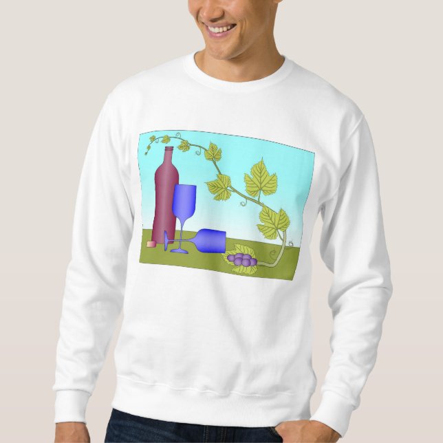 Wine bottle and wine glasses sweatshirt (Front)