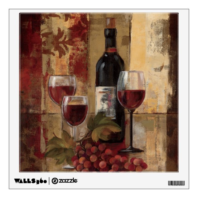 Wine Bottle and Wine Glasses Wall Decal (Front)