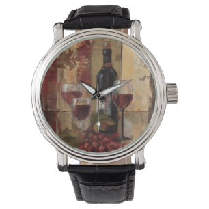 Wine Bottle and Wine Glasses Watch