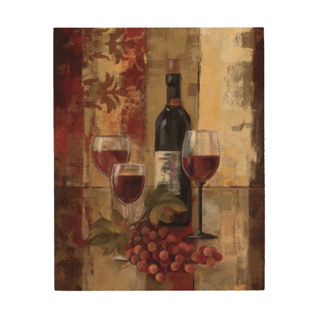 Wine Bottle and Wine Glasses Wood Wall Decor (Front)