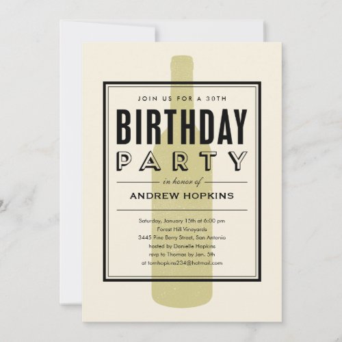 Wine Bottle Birthday Invitations