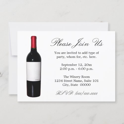 Wine Bottle (Blank Label) Invitations