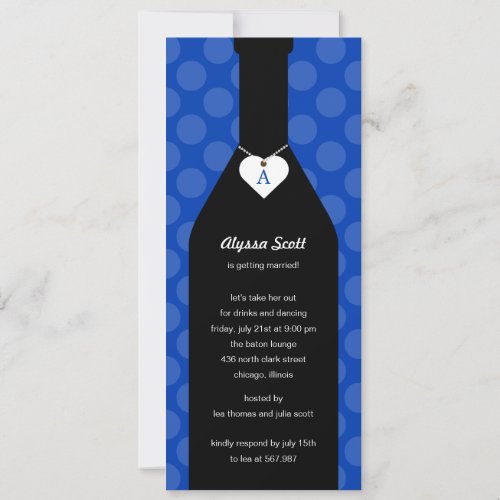 Wine Bottle Bridal Shower Invitations -Cobalt Blue