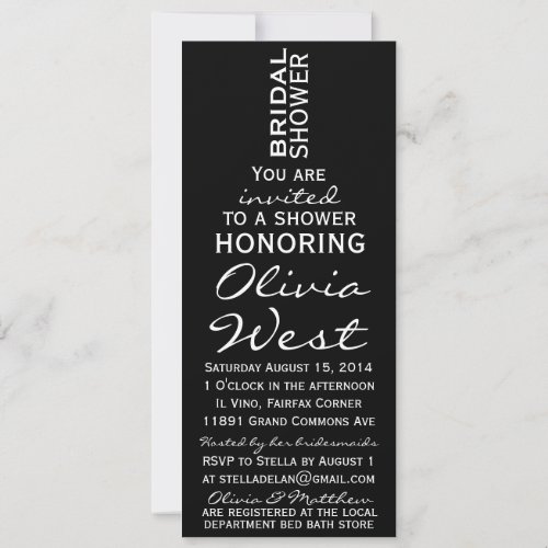 Wine Bottle Bridal Shower Invite - Black