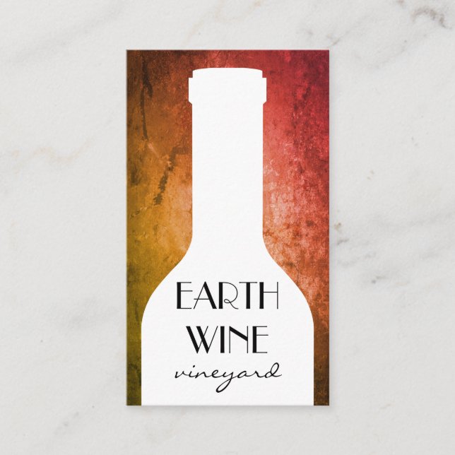 Wine Bottle Chic Rustic Background Business Card (Front)