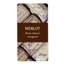 Wine bottle corks bottle label
