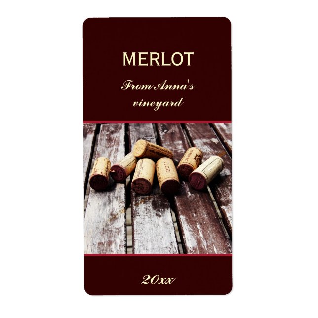 Wine bottle corks bottle label (Front)