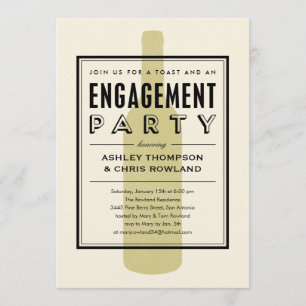 Wine Bottle Engagement Party Invitations