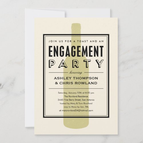 Wine Bottle Engagement Party Invitations