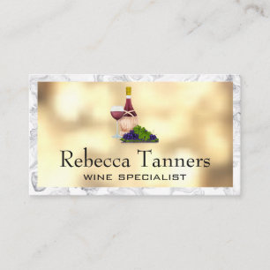 Wine Bottle Glass and Grapes Business Card
