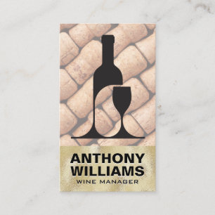 Wine Bottle Glass Black Logo Corks Business Card