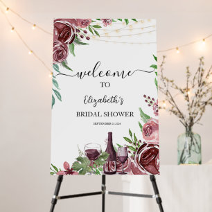 Wine Bottle Glass Burgundy Roses Bridal Shower Foam Board