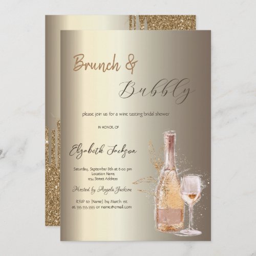 Wine Bottle Glass Champagne Bridal Shower Invitation