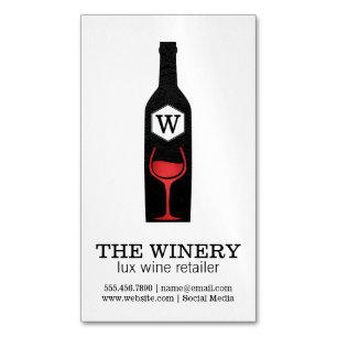 Wine Bottle & Glass Lux Texture Business Card Magnet