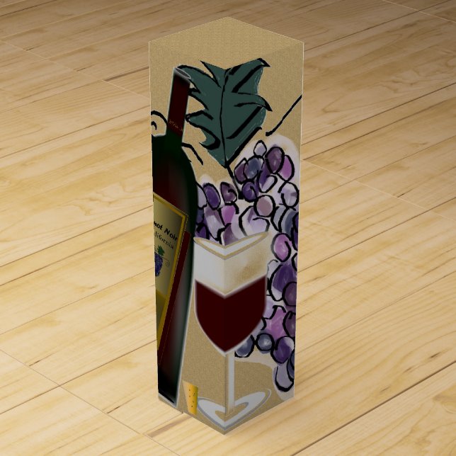 Wine Bottle, Glass n Grapes Box (Front)