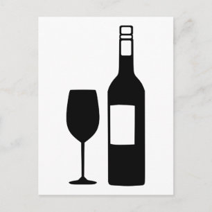 Wine bottle glass postcard