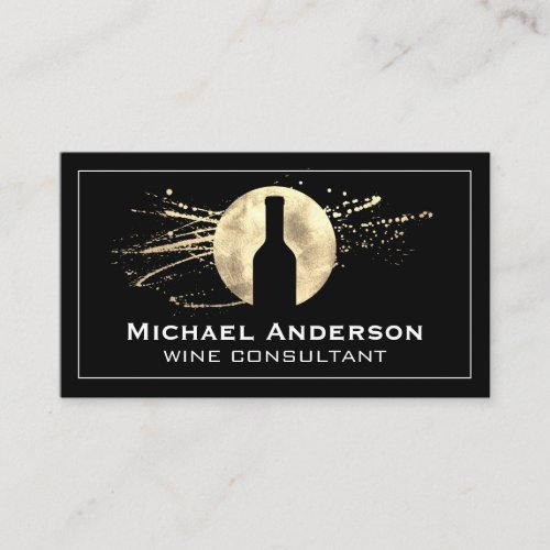 Wine Bottle  Gold Splatter Business Card