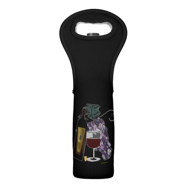 Wine Bottle Grapes Glass Digital Art  Bag (Front)
