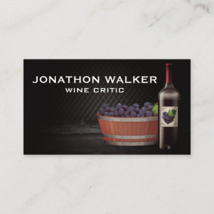 Wine Bottle Grapes in Barrel Business Card