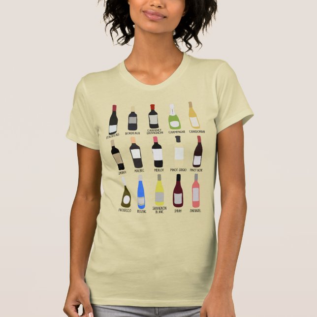 Wine Bottle Identification Guide Graphic T-Shirt (Front)