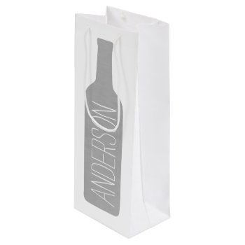 Wine Bottle Illustration - Modern White Name Wine Gift Bag by JustWeddings at Zazzle