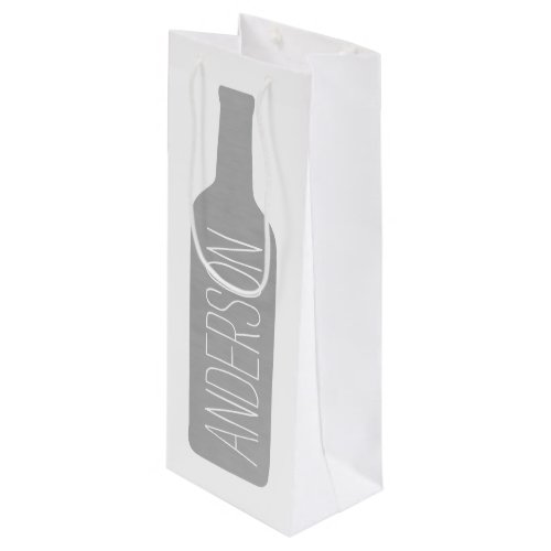 Wine Bottle Illustration _ Modern White Name Wine Gift Bag