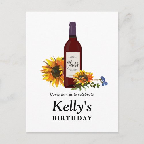 wine bottle Invitation Postcard