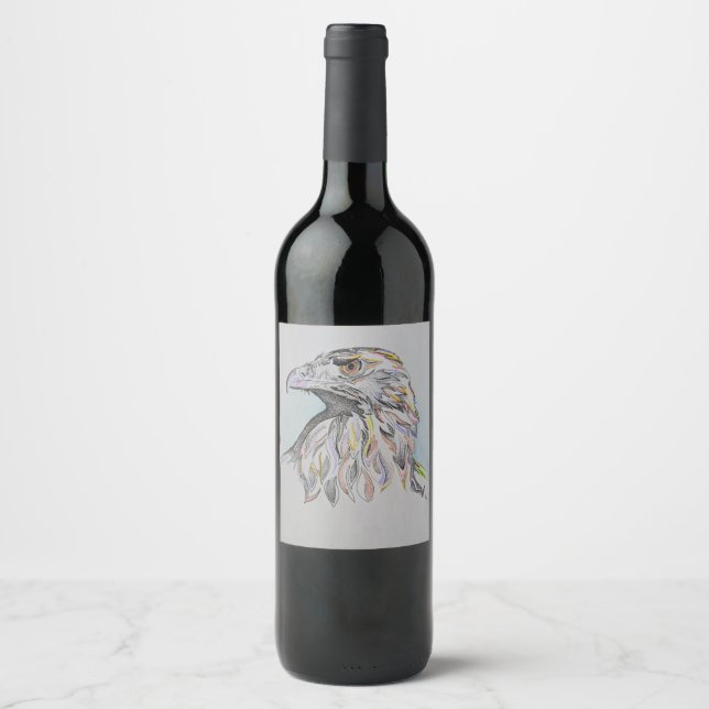Wine bottle label, American eagle head, Eagle art Wine Label (Front)