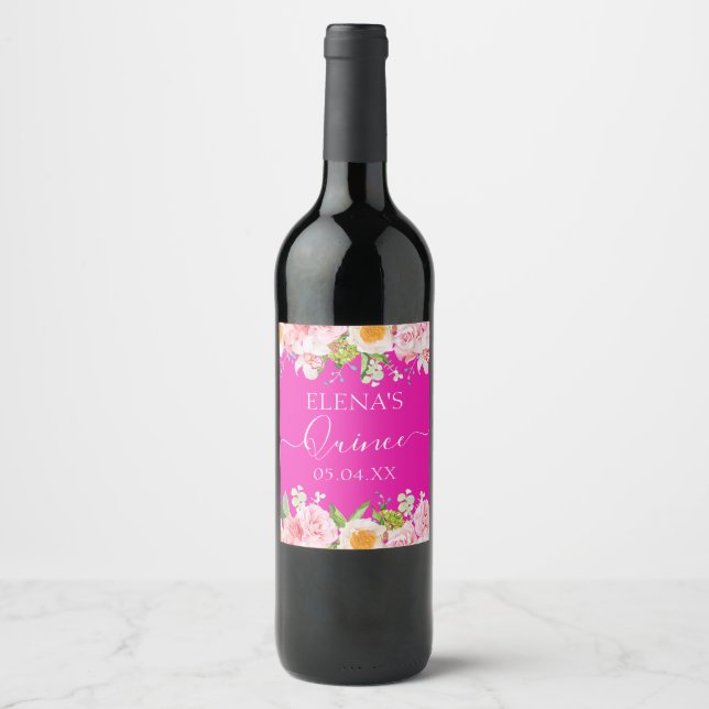 Wine Bottle Label Birthday Quinceanera Party Favor (Front)