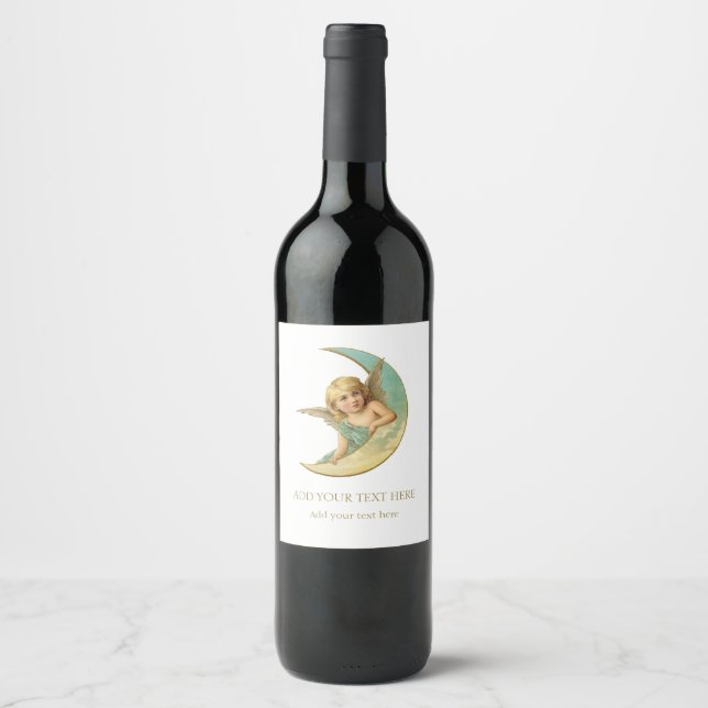 WINE BOTTLE LABEL : VICTORIAN  ANGEL AND MOON  (Front)