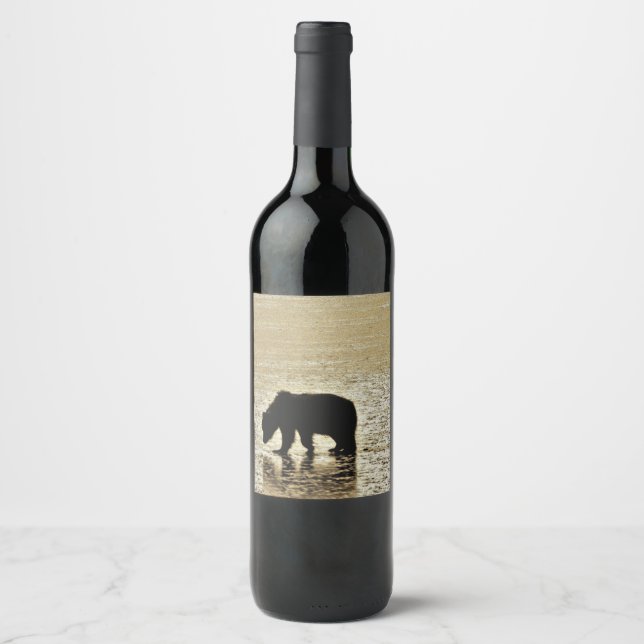 Wine Bottle Label w/ grizzly bear (Front)