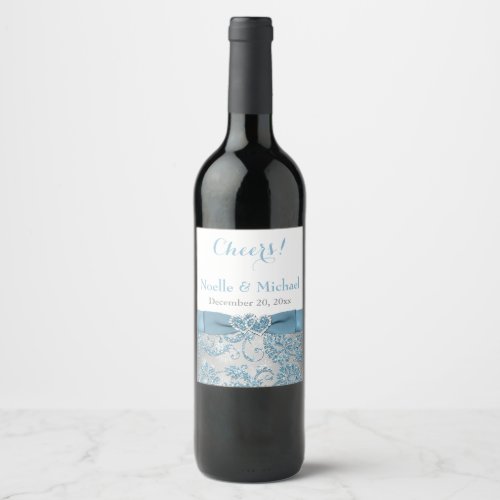 Wine Bottle Label  Winter Wonderland Ice Blue
