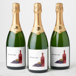 Wine Bottle Label with Grapes
