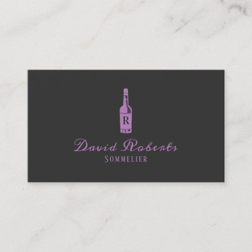 Wine Bottle Logo Bartender Sommelier Elegant Dark Business Card