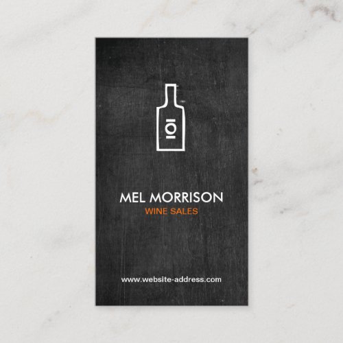 WINE BOTTLE LOGO on BLACK WOOD Business Card