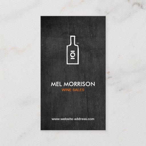 Customizable WINE BOTTLE LOGO on BLACK WOOD Business Card