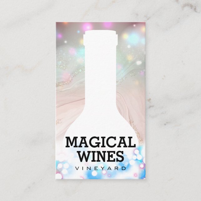 Wine Bottle | Magical Glow Bokeh Shimmer Business Card (Front)