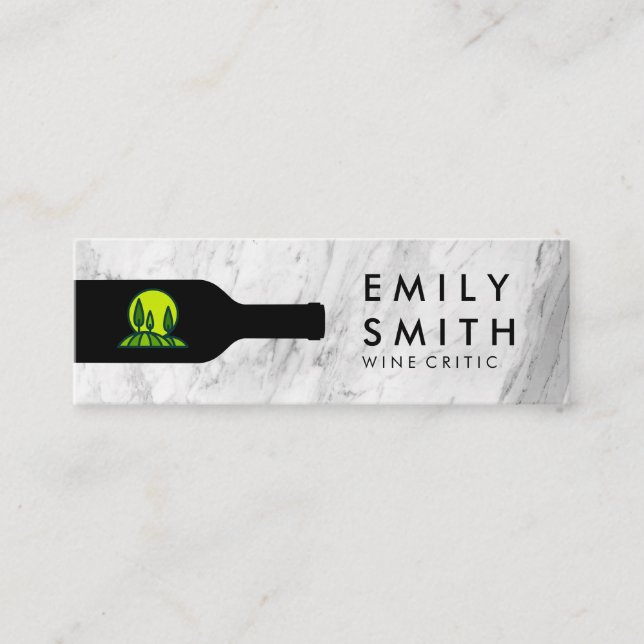 Wine Bottle | Marble | Vineyard Mini Business Card (Front)