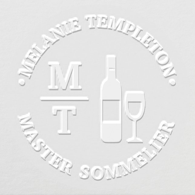 Wine Bottle “Master Sommelier” Name 2 Initials Embosser (Design)