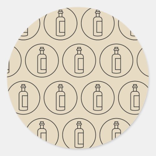 wine bottle pattern classic round sticker