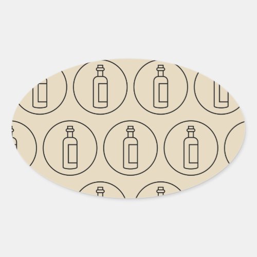 wine bottle pattern oval sticker