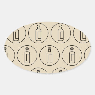 wine bottle pattern oval sticker