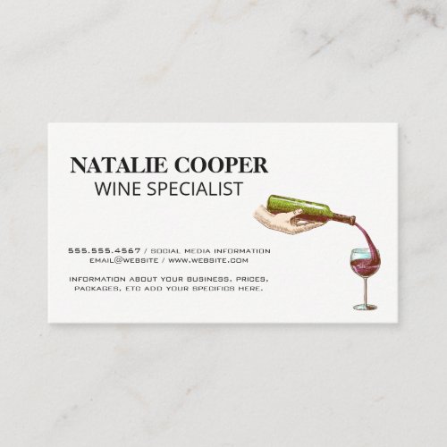 Wine Bottle Pour Business Card