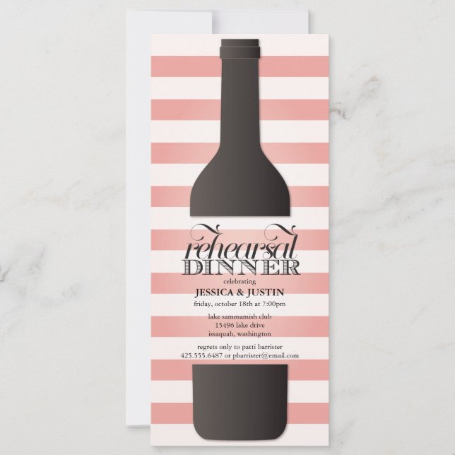 Wine Bottle Rehearsal Dinner Invitation (Front)