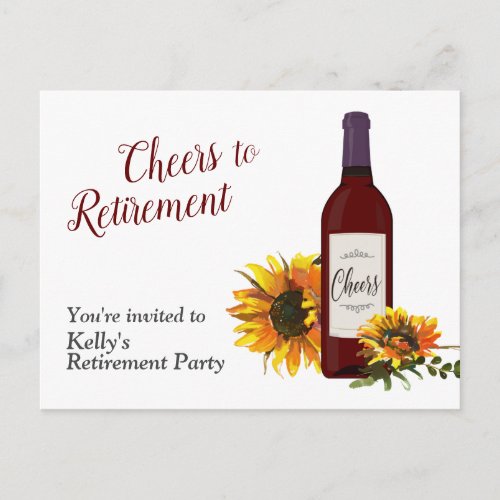 wine bottle retirement Party Invitation Postcard