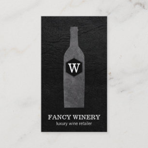 Wine Bottle   Slate   Monogram Business Card