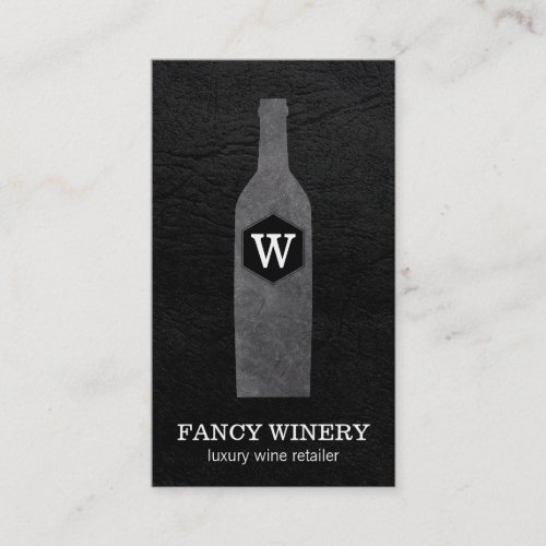 Wine Bottle  Slate  Monogram Business Card