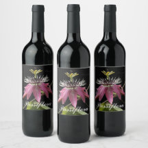 Wine bottle sticker, passiflora