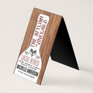 Wine Bottle Stylish Fonts Wood Business Card