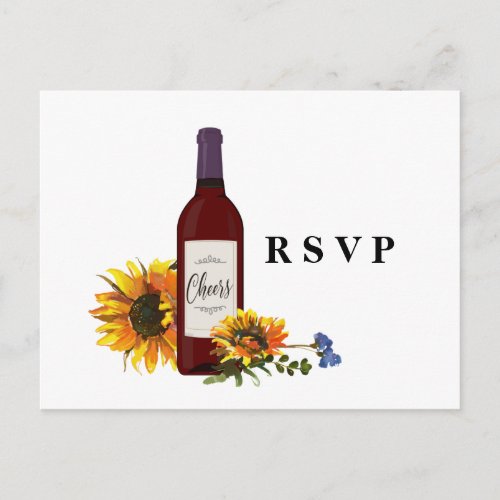 wine bottle sunflower invitation rsvp